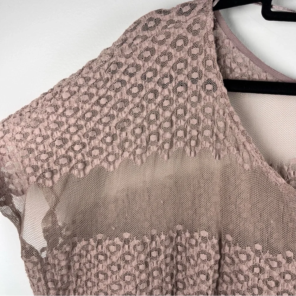 Free People Moonlight Breeze Lace Mesh Sheer Tunic Dusty Mauve Top Small